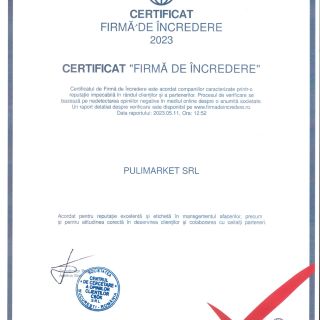 Pulimarket SRL ottiene il Certificato “Azienda di Fiducia” per il mercato rumeno